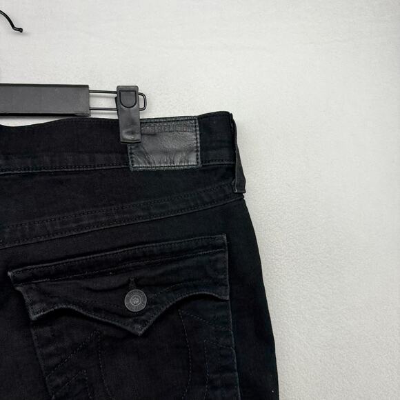 True Religion Jeans Mens 36 Black Ricky Relaxed Straight Made In USA Flap Pocket - Picture 7 of 11